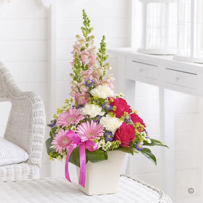 Happy Birthday Summer Elegance Arrangement With Happy Birthday Balloon