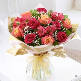 Summer Sunset Rose and Alstroemeria Hand tied
