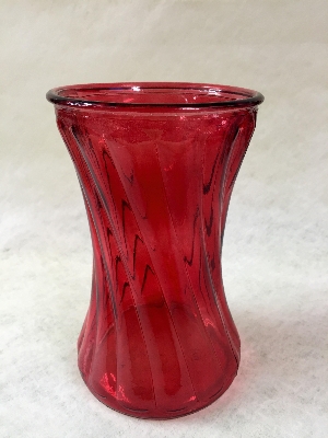 Red Curved Glass Vase