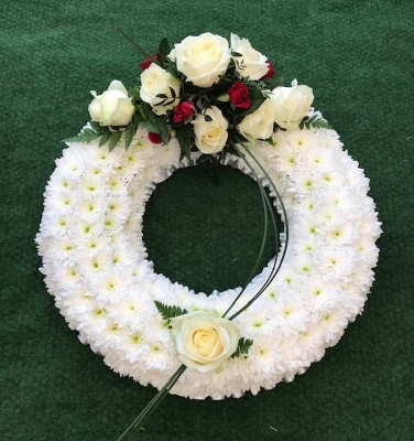 Massed All White Wreath