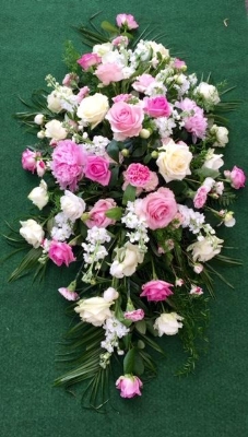 Double Ended Coffin Spray Pink and White
