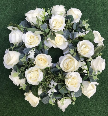 White rose wreath