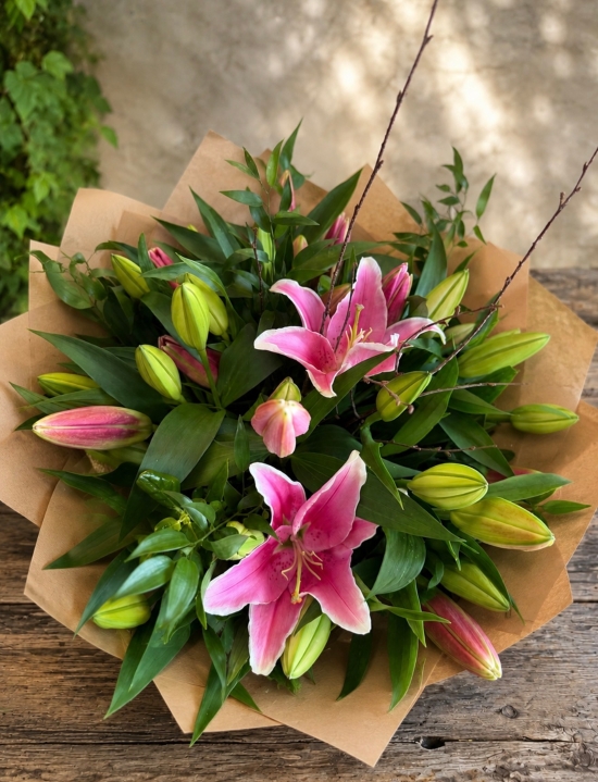 Pink & White Lily Bouquet