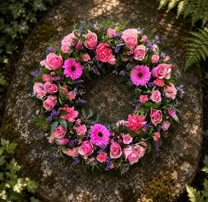 Open Wreath Shades of Pinks & Lilacs