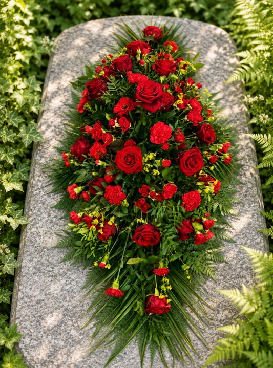Red Rose & Carnation Coffin Spray