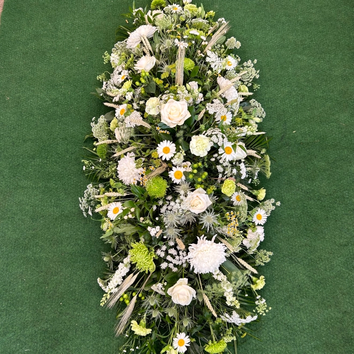 Casket Spray in White & Green