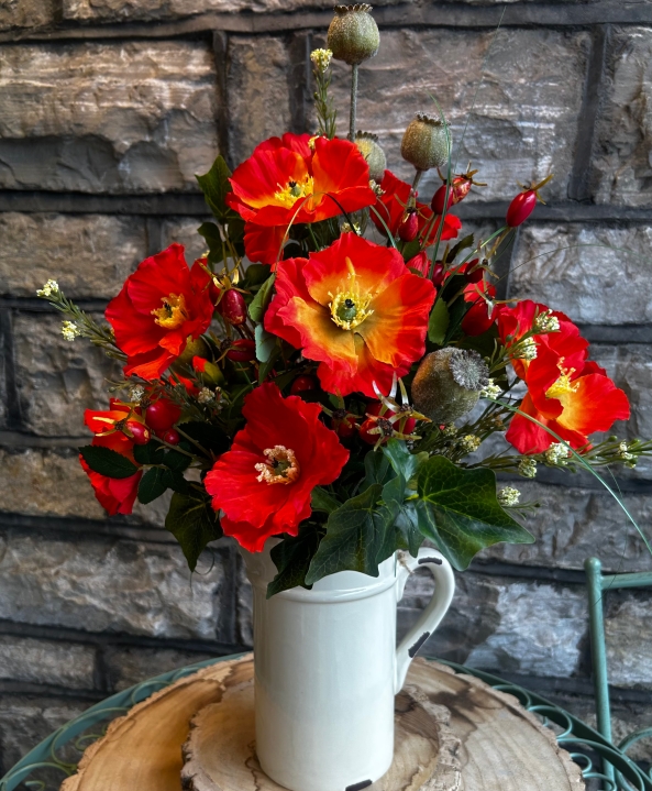 Forever Flowers Autumnal Meadow Poppy Arrangement