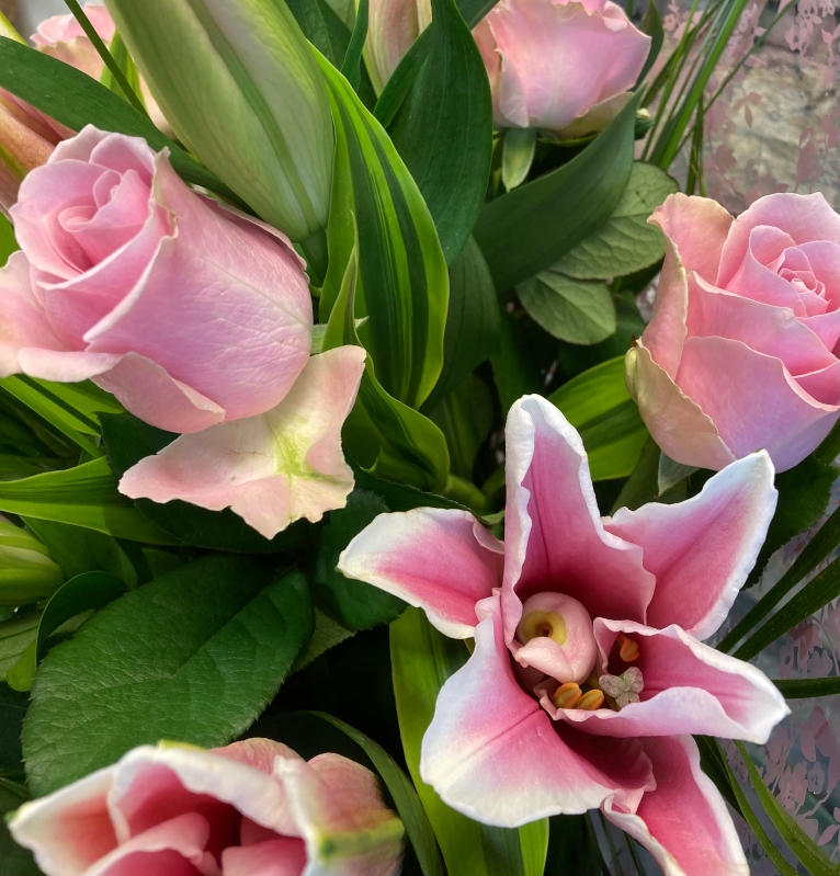 Pink Lily & Rose Hand Tied