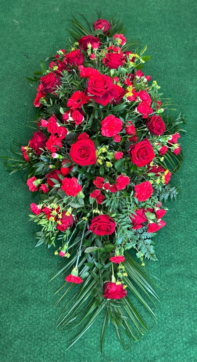 Red Rose & Carnation Coffin Spray