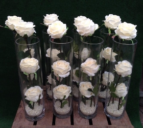 White Rose Cylinder vase table centre.