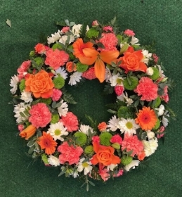 Open Wreath Seasonal in Orange, White & Green