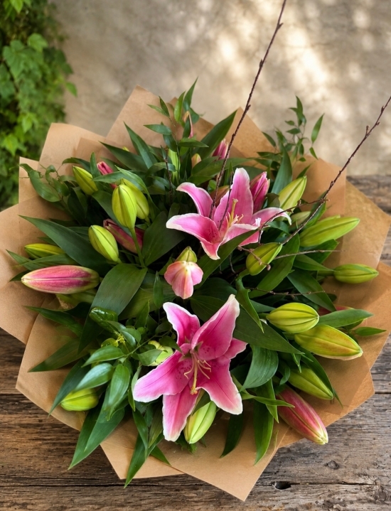 Pink & White Lily Bouquet