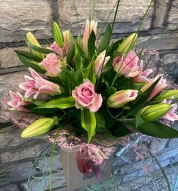 Pink Lily & Rose Hand Tied